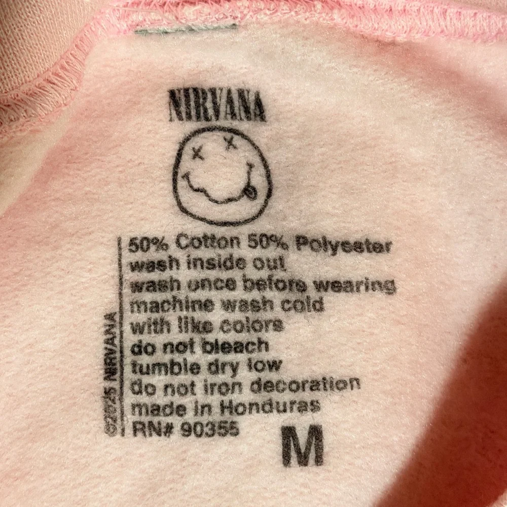 Nirvana Pink Tie‑Dye Smiley Face Crewneck Sweatshirt NWT M - Picture 4 of 4